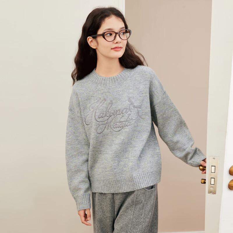 

Ledin Embroidered Round Neck Knit Sweater S