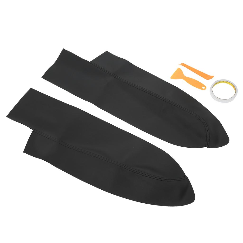 1 Pair Front Door Panel Armrest Cover Microfiber Leather Car Interior Accessories Replacement for CRV 2007‑2011Black