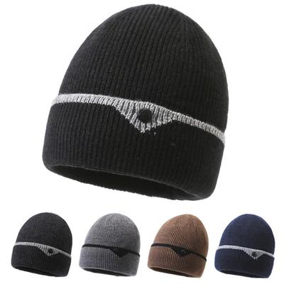 Ανδρικό φθινοπωρινό και χειμερινό αδιάβροχο και αντιανεμικό καπέλο για ποδηλασία, βελούδινο και χοντρό ζεστό μάλλινο καπέλο, μοντέρνο πλεκτό πουλόβερ καπέλο με προστασία αυτιών