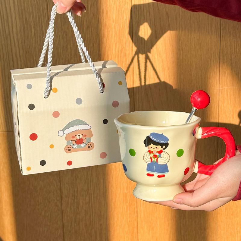 Milk Fufu Boys and Girls Cup Cute Ceramic Mug Household Drinking Cup Coffee Cup Souvenir Birthday Gift