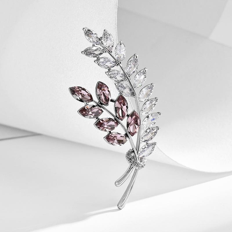 High-End Elegant Blue Crystal Pearl Wheat Ear Crystal Brooch Zircon Luxury Pin Accessories Women S Suit Corsage красный