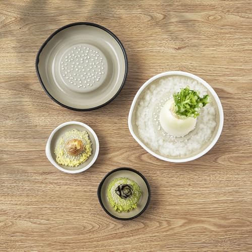 &NE Iwami-yaki Grater, Small, Hare to Ke x Motoshige, White, 10cm Diameter x 2cm Height, Made in Japan, Ceramic, One-Handed Grinding, Non-Slip, Microw