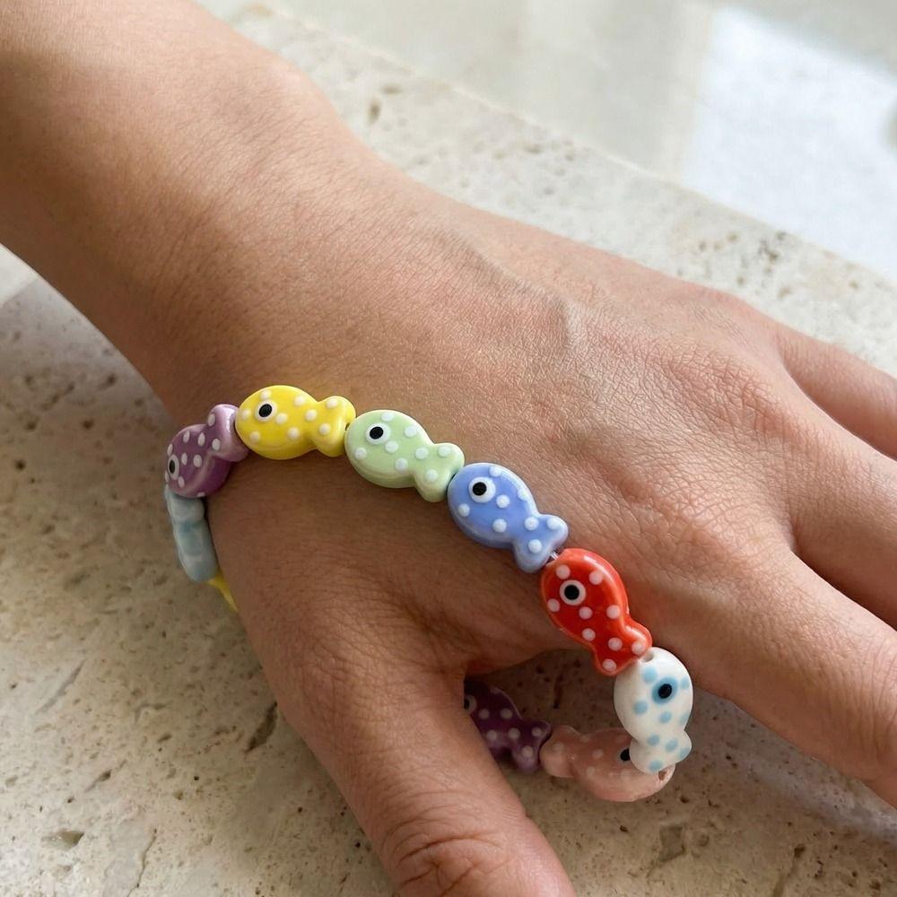 elastic rope Small Fish Bracelet Boho Bohemian Beach Jewelry Ceramic Beads Bracelet  Jewelry Gifts