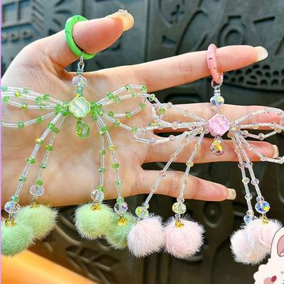 Handmade Bowknot Mobile Phone Chain Acrylic Sweet Girls Phone Strap  Birthday Kids Gift
