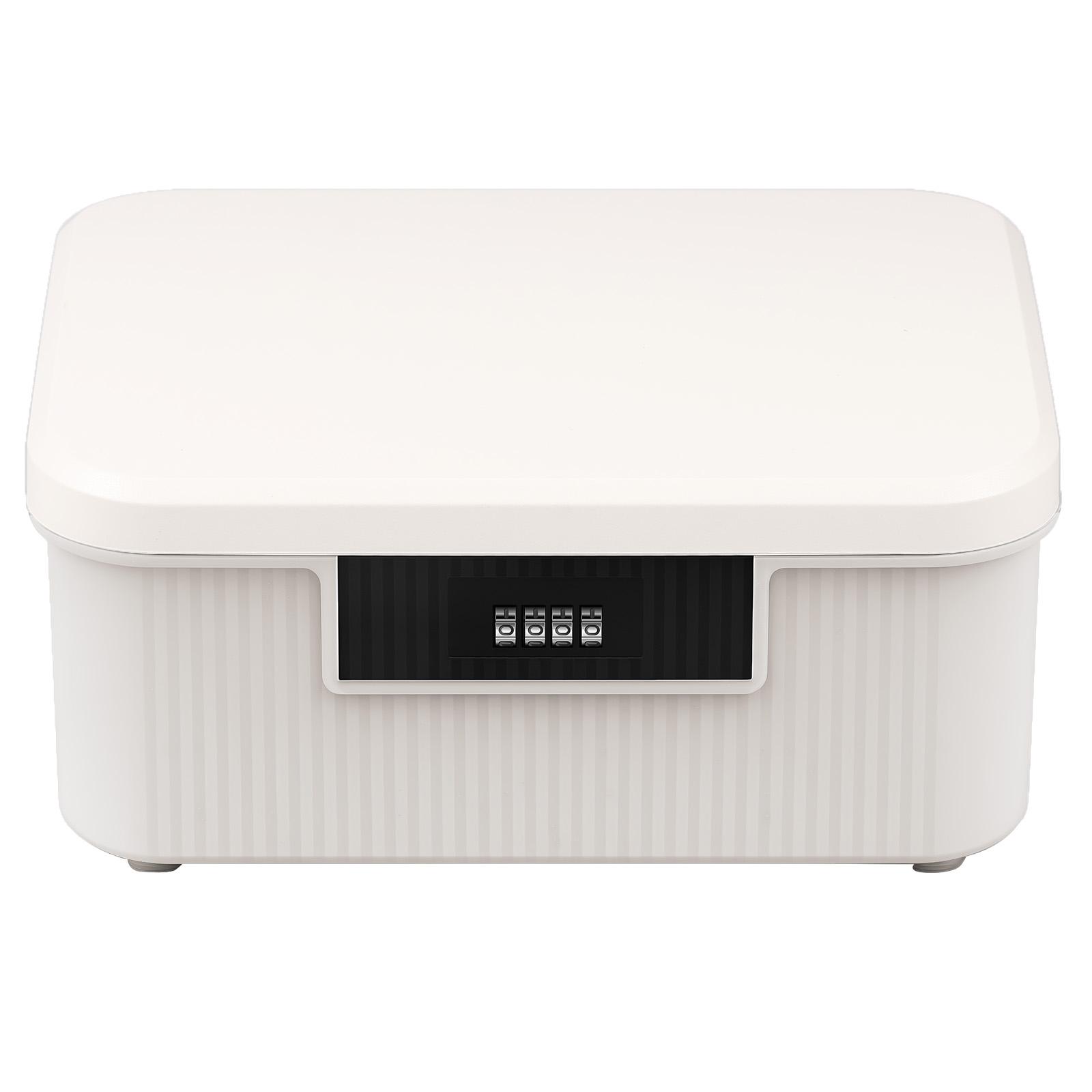 

Ящик для хранения с кодовым замком, большой вместимости, органайзер, штабелируемый, запираемый пластиковый контейнер для личных файлов, ценных вещей белый