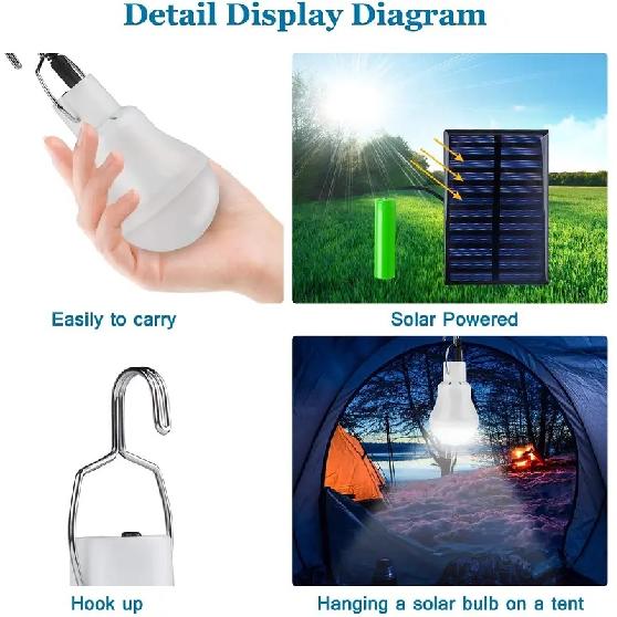7W Solarleuchte, wasserdicht, USB-aufladbar, hängende Notlampe, sonnenbetrieben, für den Innen- und Außenbereich, Solarlampe mit Solarpanelen