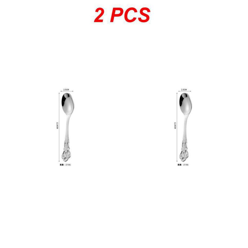 

2/4/6 шт. Кофейные аксессуары Ложка Нержавеющая сталь Европейский стиль Резная Маленькие кухонные аксессуары Совок для закусок Посуда
