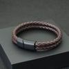 New Hiphop Mens Leather Bracelet Bangle Bilayer Detachable Magnet Buckle Leisure Pulseira Accessories Hombre Gift For Boyfriend