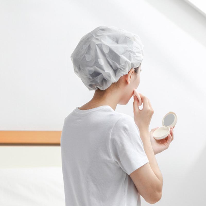 Modny Wodoodporny Czepek Pod Prysznic w Kropki Pokrowiec na Włosy Artykuły Łazienkowe Elastyczna Gumka Czepek Pod Prysznic