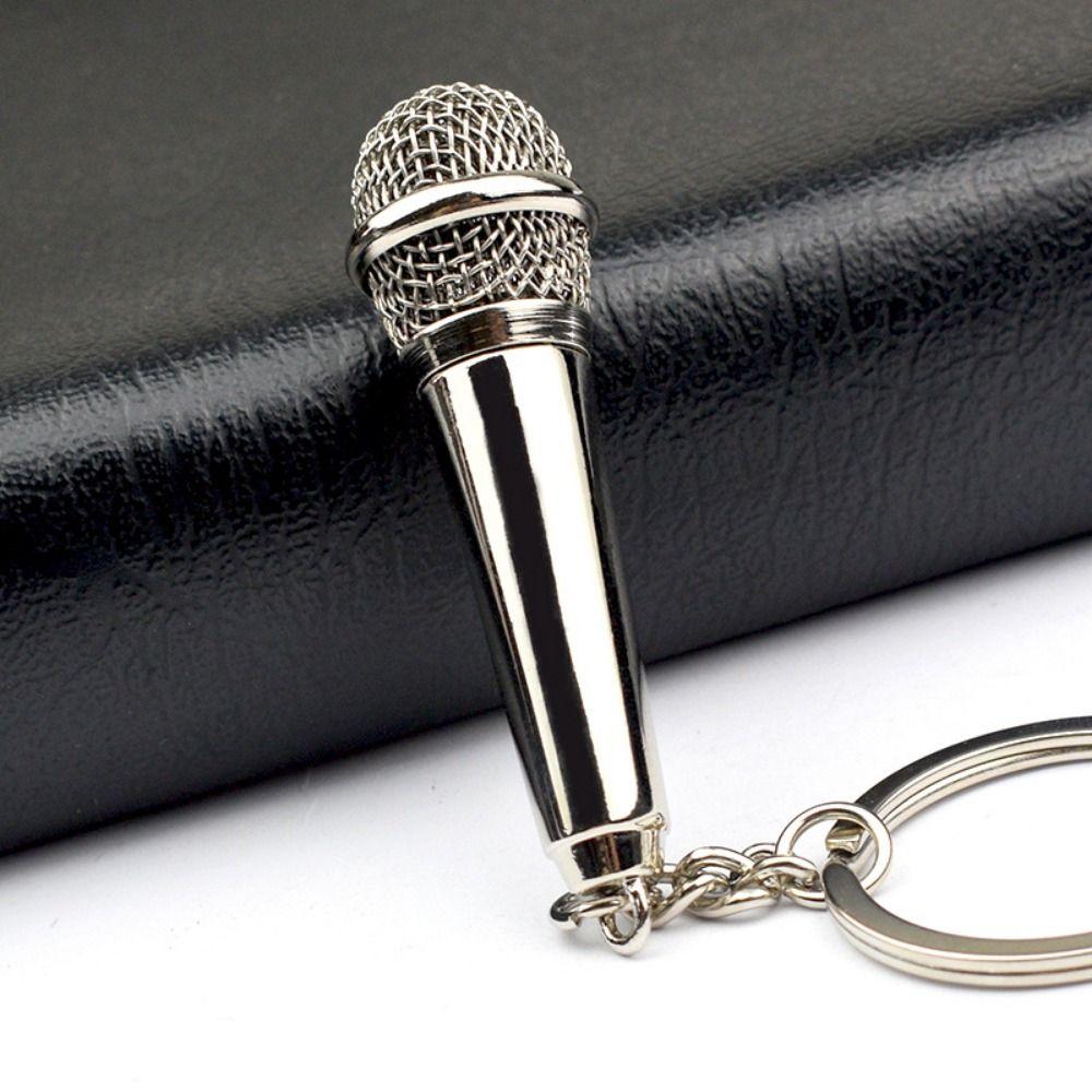 Creative Microphone Key Ring Fashion Pendent Key Chain Car Key Holder  Handbag Accessories