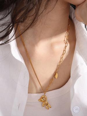 1 Pc Minimalist Bear Collarbone Chain, Unique Design For Women, Suitable For Daily And Holiday Wear