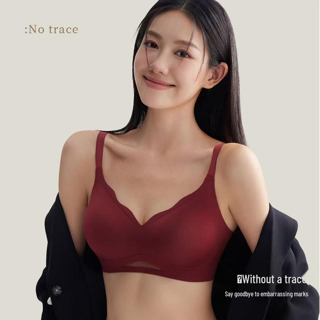 2025 New Style Red Wire-Free Bra: Seamless Underwear for Large Busts, Enhances Shape, Lifts, Controls Side Bulge, Anti-Sagging Effect