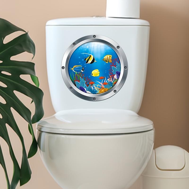 3D Meereswelt Toilettenaufkleber Badezimmer Toilettendeckel Dekorative Wandaufkleber Heimdekoration Wasserdichte Vinyl Badezimmerzubehör
