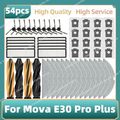 Kompatibel für Mova E30 Pro Plus Staubsauger Ersatzteile Haupt-Seitenbürste HEPA-Filter Mopptuch Staubbeutel Zubehör