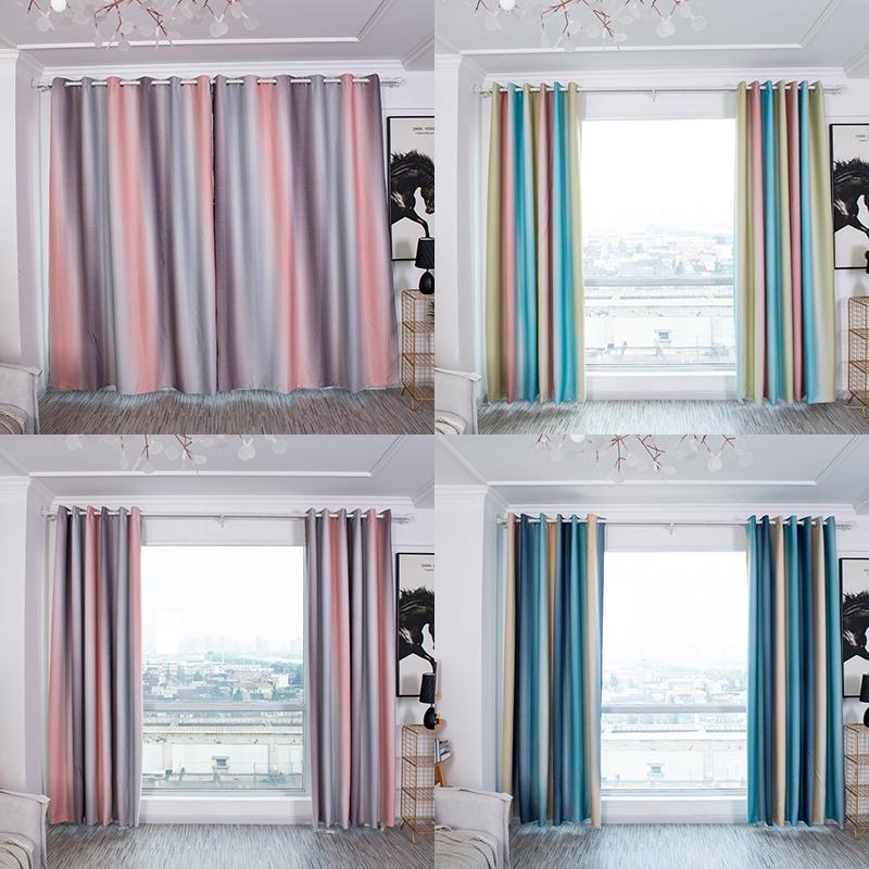 Thick Blackout Striped Curtains For Living Room Bedroom Gradient Curtain Drapes