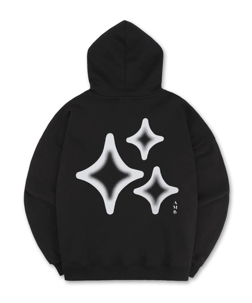 Three Stars Embroidered Hoodie Ahp1204 (Black)