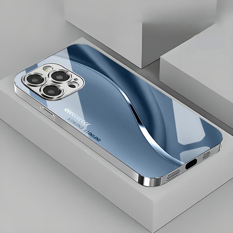 Coque de téléphone minimaliste à dégradé et courbe plaquée pour iPhone 17 16 15 14 13 12 11 Pro Max Plus 16E 17 Air Housse en verre trempé