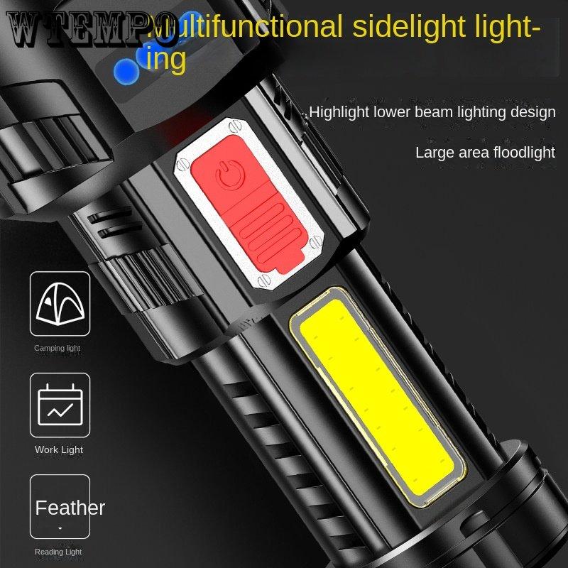 Powerful Torch Outdoor Rechargeable Led Side Light Home Portable Mini Lighting Multifunction Torch