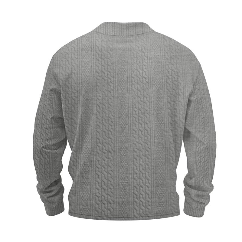 Men Vertical Cable Jacquard Textured V Neck Sweatshirt Ribbed Cuffs Long Sleeve Loose Fit Solid Color Spring Fall Daily Smart Casual Pullover Top