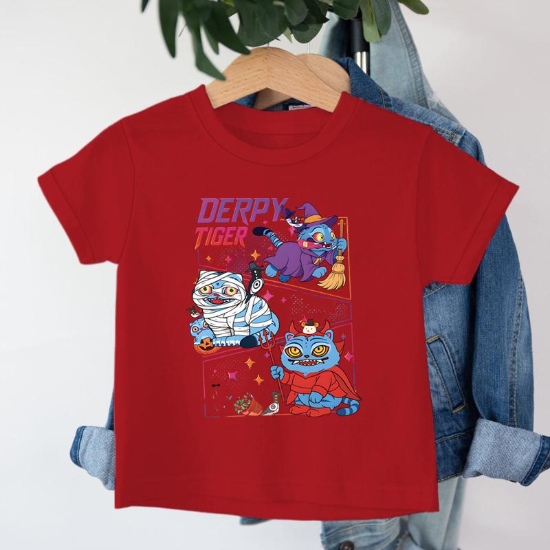 Halloween Tiger Derpy T Shirt Kids Kpop Demon Hunter Merch Tee Top Kids  AnimeGraphic Tees Girls Boys Funny Halloween Clothes