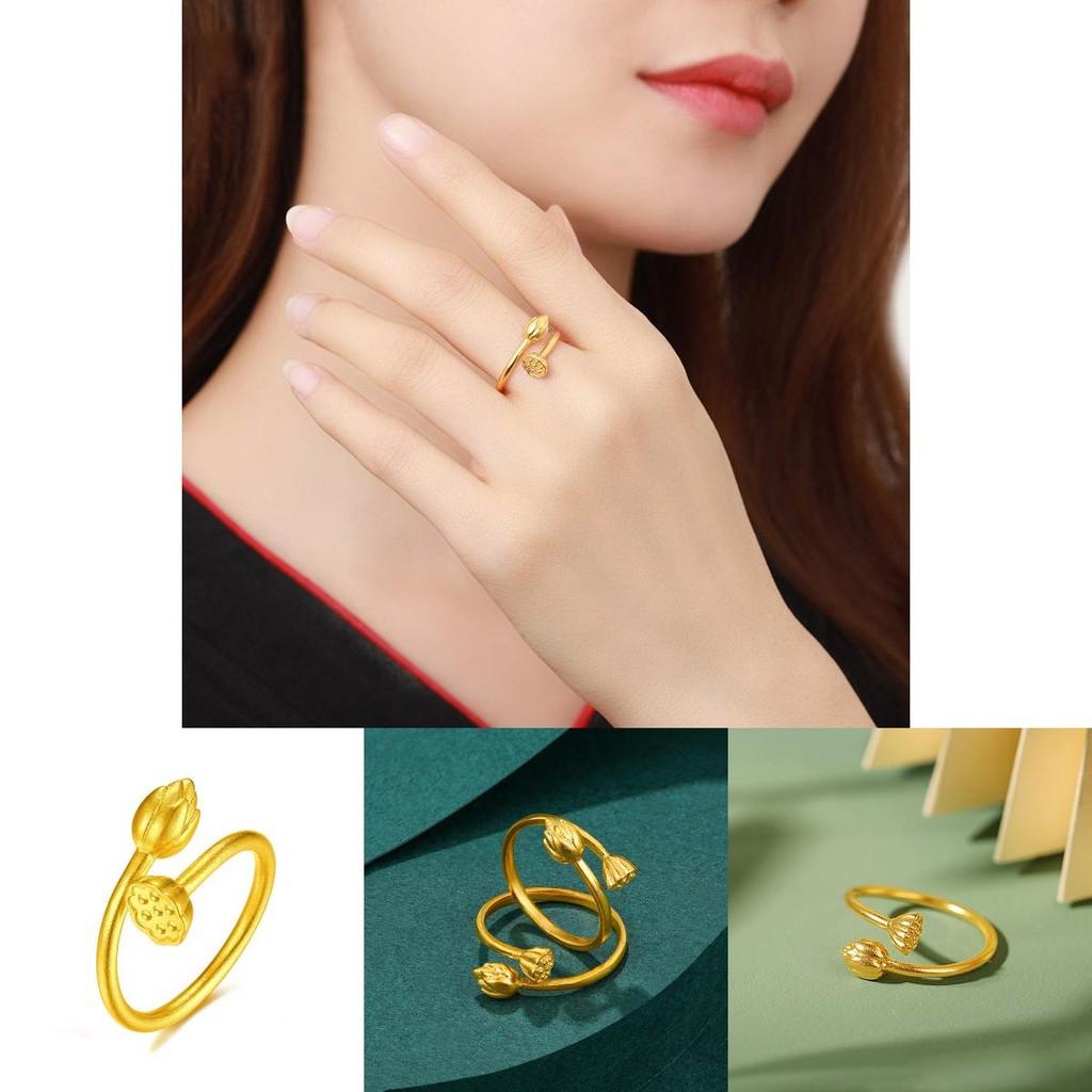 Unique Brass Gold Plated Two Worlds Joy Ring For Women With Lotus Motif