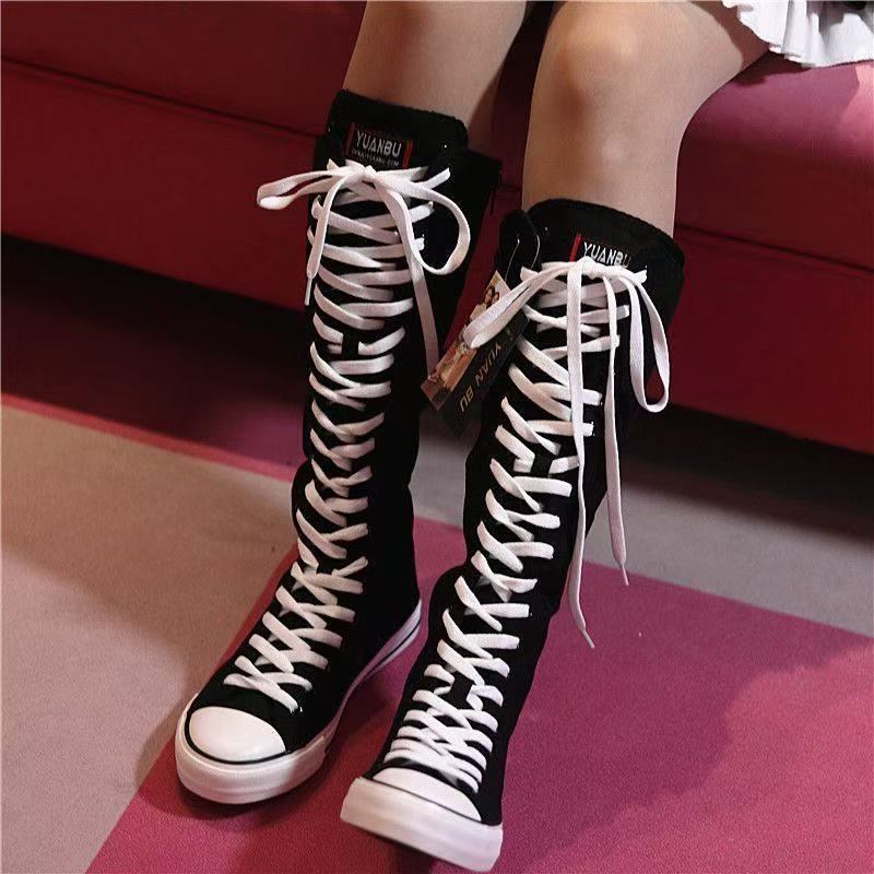 Scarpe da Ginnastica Alte in Tela di Alta Qualità per Donna Scarpe da Donna Molto Vendute Stivali Classici con Lacci per Donna Botas Para Mujer