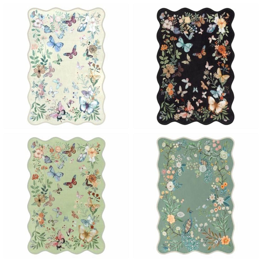 Non-Slip Indoor Door Mat Soft Small Kitchen Rug Butterfly Entryway Rug  for Bathroom Bedroom