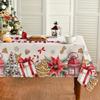 Christmas Poinsettia Gingerbread Tree Waterproof Tablecloth Table Decor Winter Kitchen Dining Tablecloth Christmas Decorations