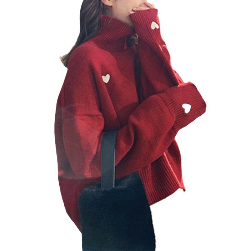 Women's High Collar Loose Sweater - 2024 Autumn/Winter Korean Style Pullover