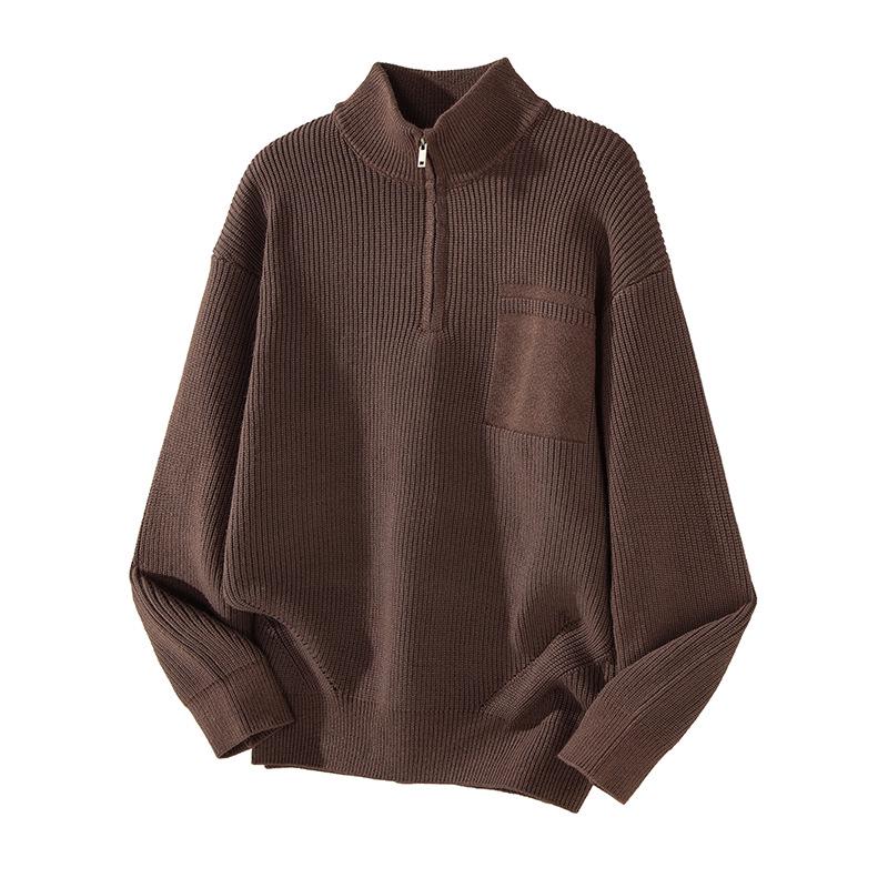 Mu Yuan Men s High Neck Knit Sweater - Winter Japanese Style Heavyweight Retro Warm Pullover M (100-120 jin)