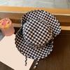 Japanese Style Sweet Gingham Basin Cap Adjustable Bucket Hat For Women And Men Soft Cotton Summer Sun Protection