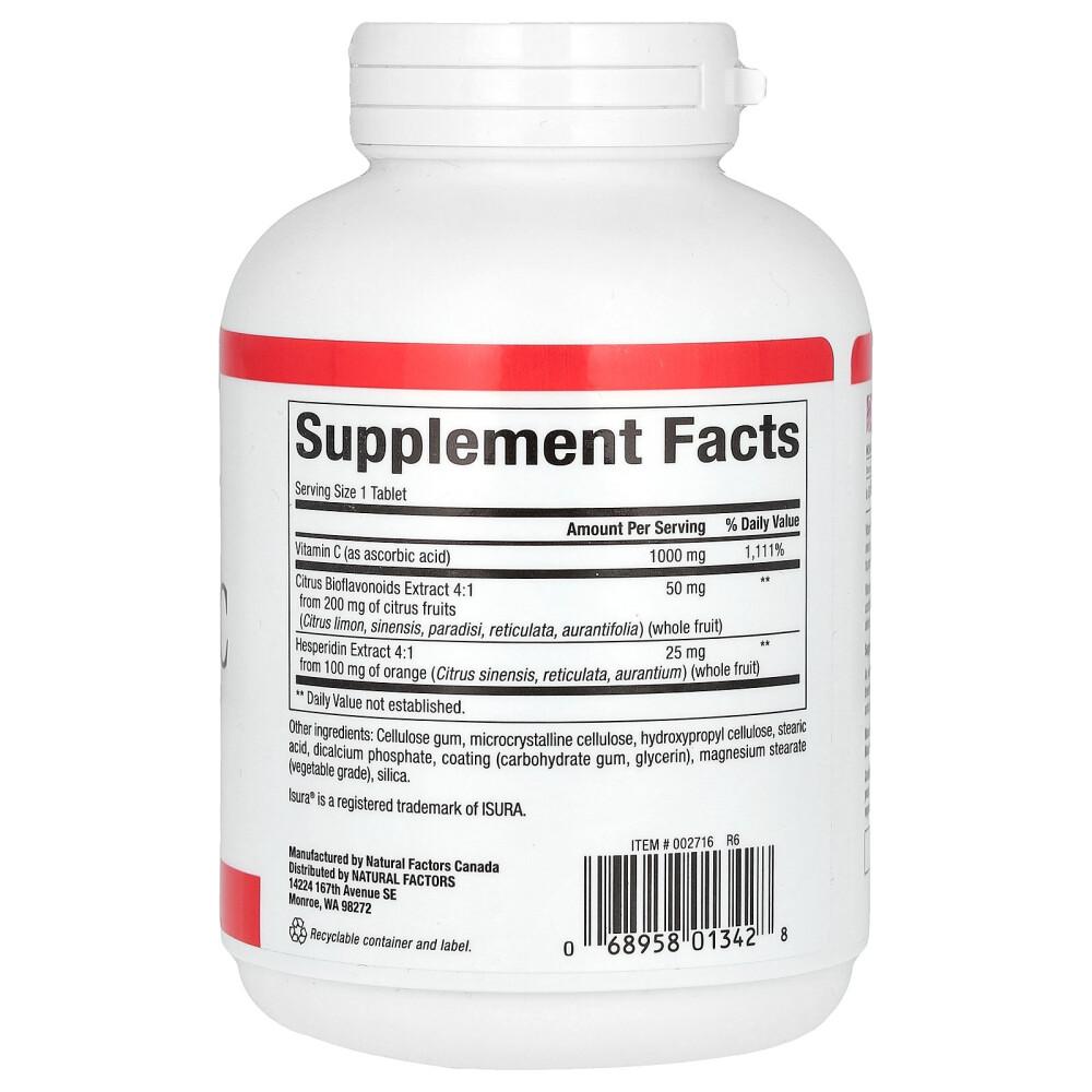 Natural Factors Vitamin C Sustained Release 1000mg, 180 Tablets
