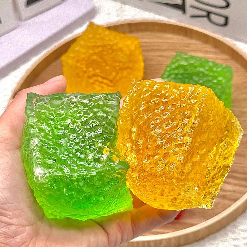 Transparent Jelly Cube Toy Soft Glitter Stress Ball Decompression Squeeze Toy Anti-Stress Sensory Toy Gift