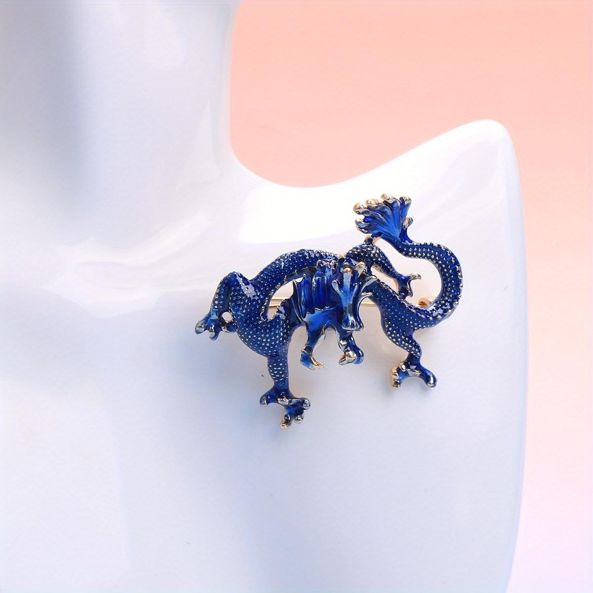 Dragon Brooch with Blue Enamel Accents Exquisite Festival Gift Friends Family