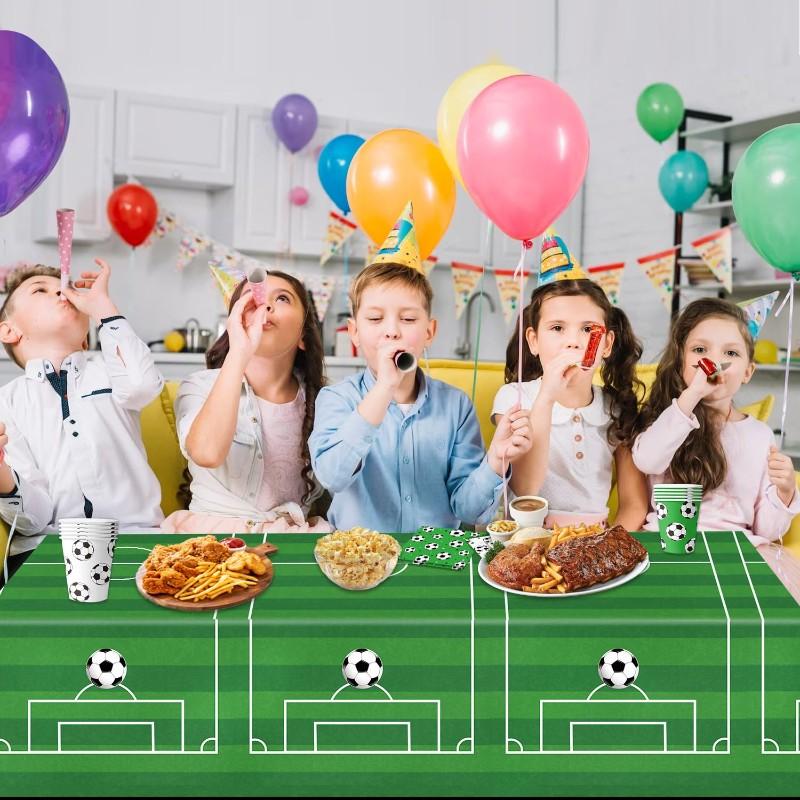 A03F-2026 Football Theme Party Disposable Tablecloth 54 X 107.8 Inch Soccer Plastic Tablecloth