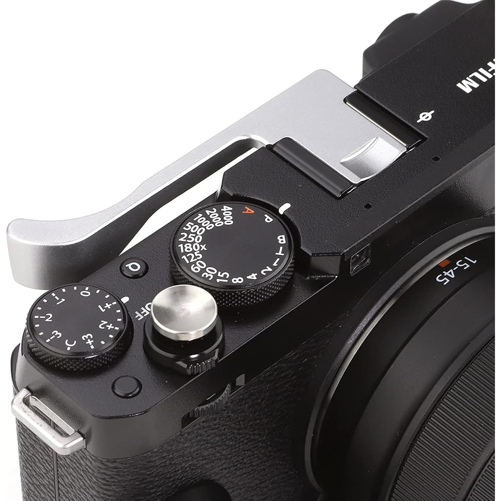 Haoge THB-X4S Hand Grip Metal Hot Shoe Thumb Rest for Fujifilm X-E4 Camera, Silver