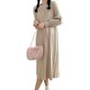 Maternity Sweater Skirt Autumn and Winter Pleated Lantern Sleeves Loose and Thin Age Reduction Base Maternity Knitted Dress