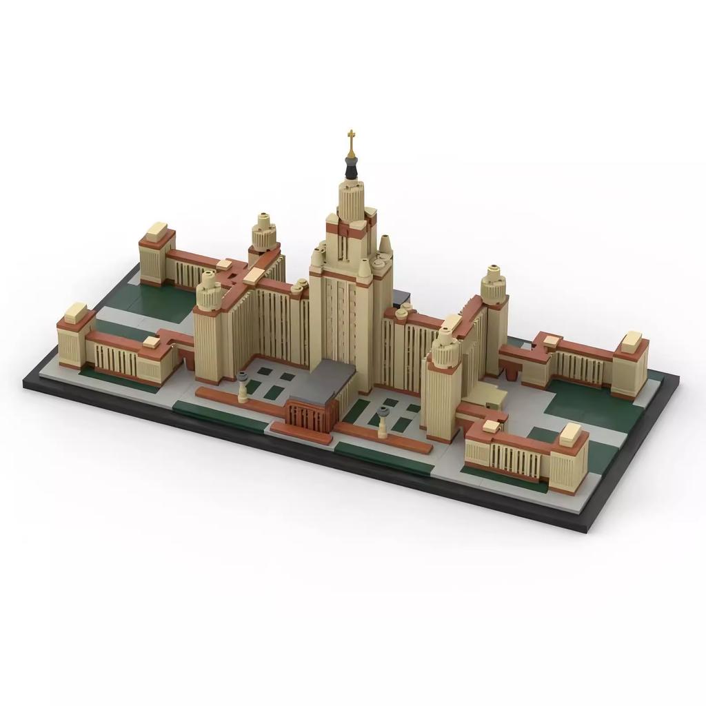 Non-Toxic Moc Moscow State University Skyline Architecture Street View Series Assembly High Difficulty Building Block Model Set Male