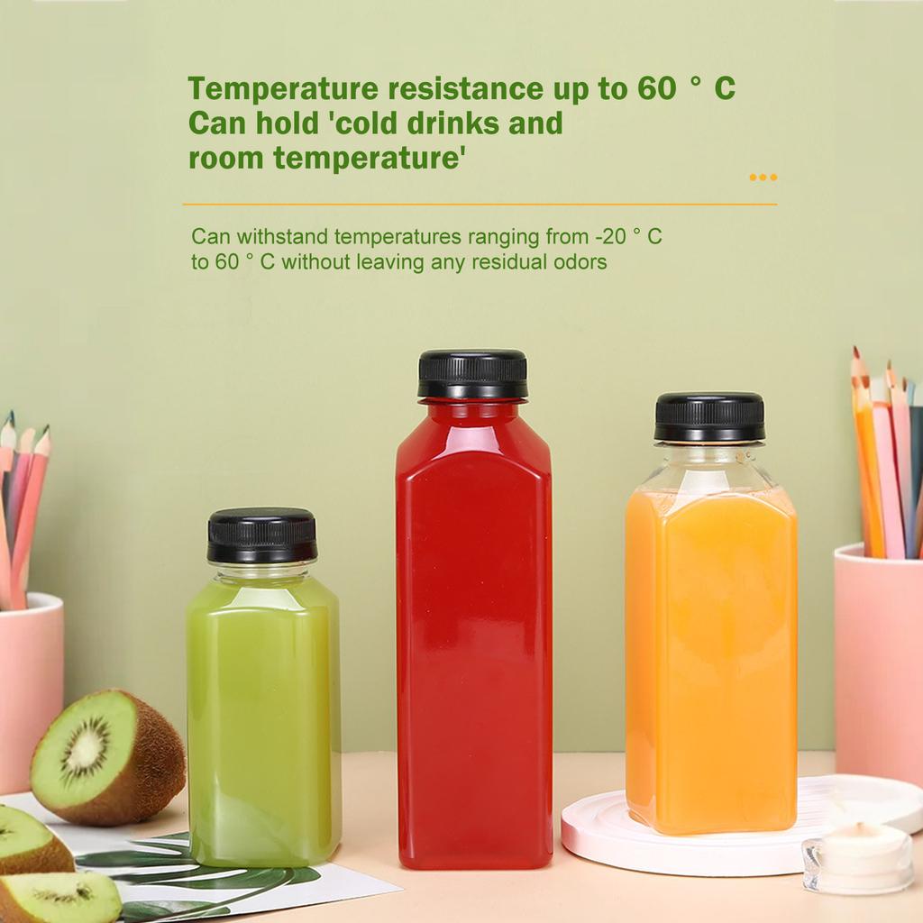 Jednorázová 38 Hrdlová Čtvercová Plastová Průhledná Láhev na Nápoje s Víčkem Láhev na Džus