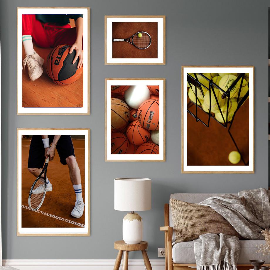 Tennis Pallacanestro Streetball Sport Allenamento Poster Nordici Stampe Pittura su Tela Arte Murale Immagini Per Soggiorno Decorazioni per la Casa