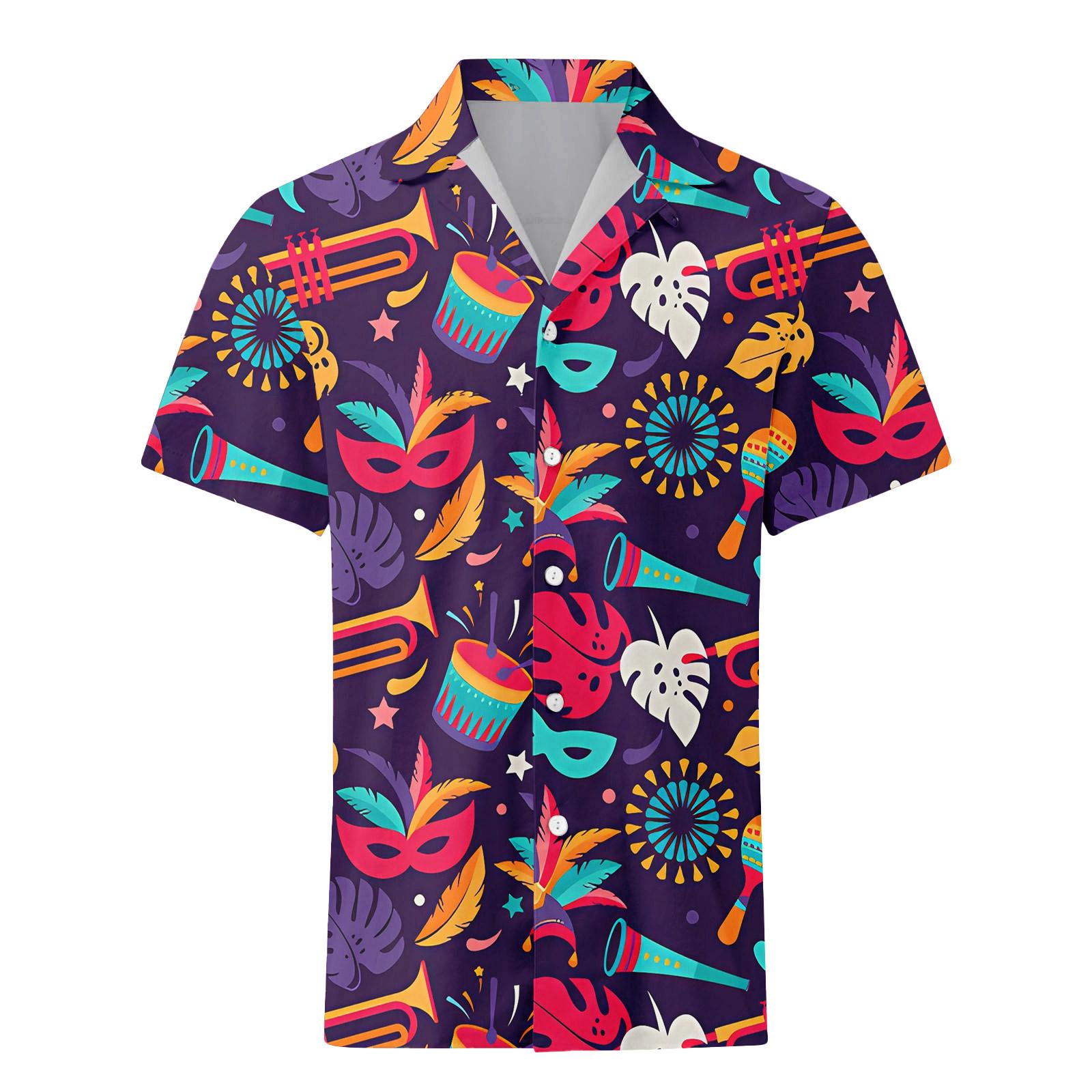 

Мужская повседневная рубашка с короткими рукавами и однобортным лацканом XL