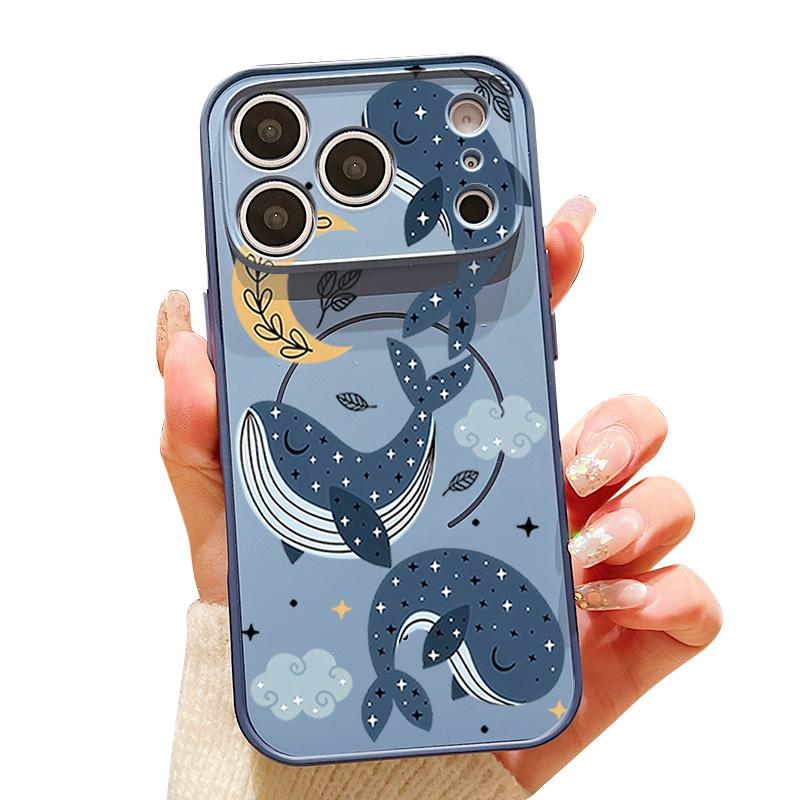 Magnetic For Magsafe Case For iPhone 17 Pro Max Cartoon Whales Stars Pattern Skin Feeling Cover For iPhone 16 15 14 13 Pro Max