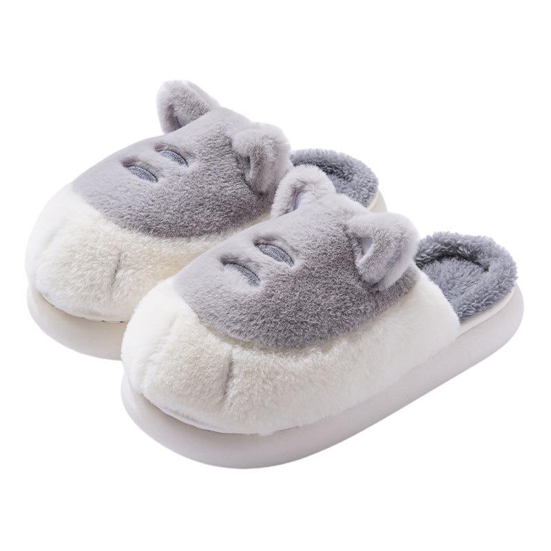

Хлопковые тапочки женские новые зимние домашние нескользящие с толстой подошвой милые пушистые осенне-зимние можно носить на улице 34-35 [inner length 22cm] серый