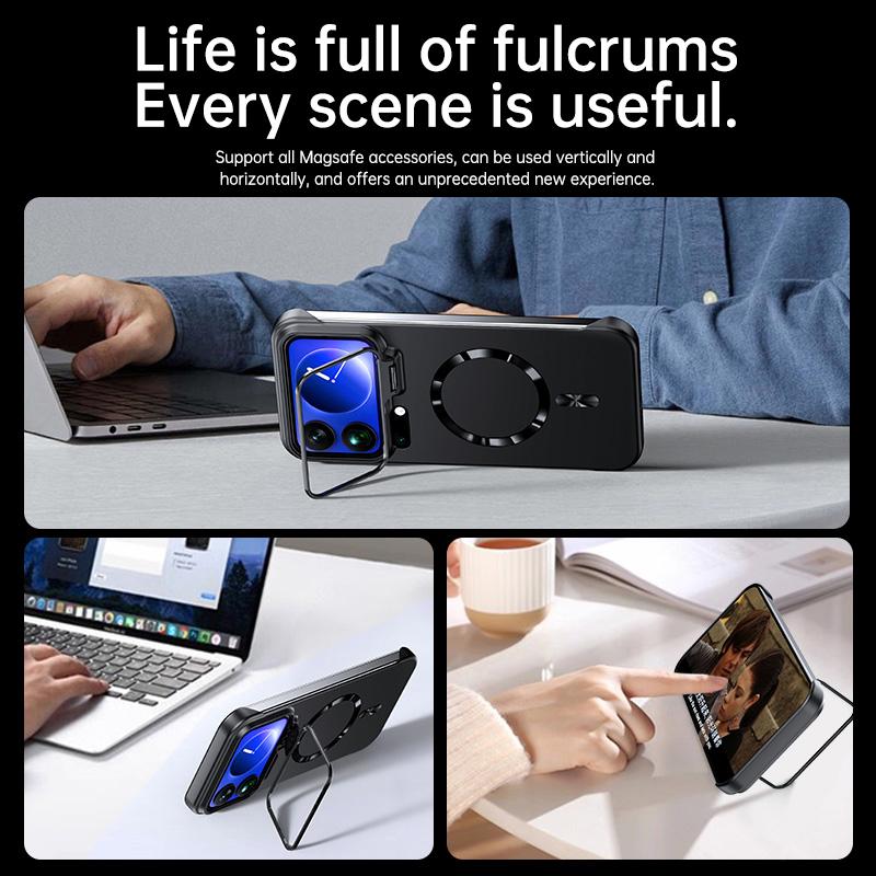 Ultra Thin Metal Lens Holder for Magsafe Magnetic Phone Case for Xiaomi Mi 17 15 14 Pro Max Solid Matte Frameless Hard PC Cover