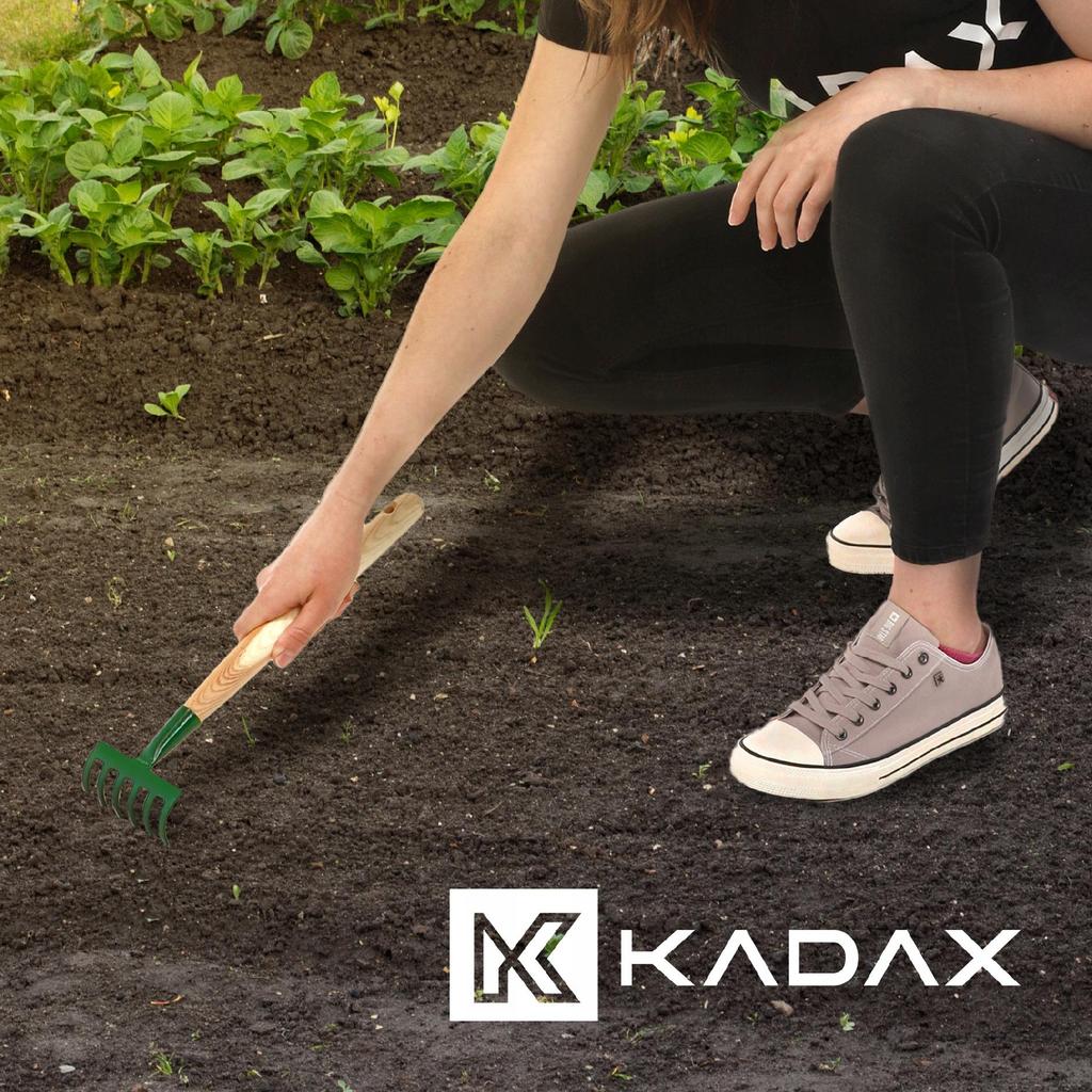 KADAX Metal Garden Rake 6-Tine Handle
