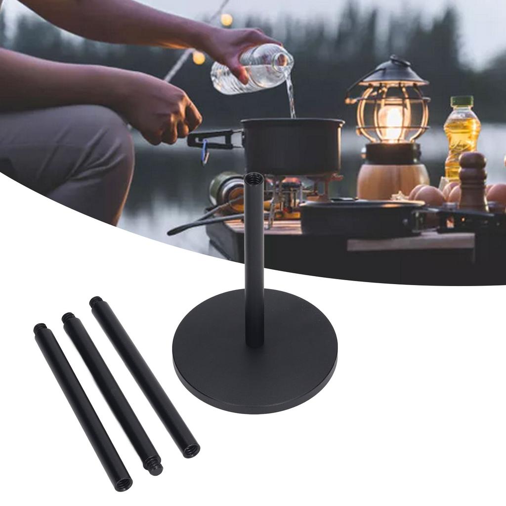 Camping Lantern Stand Collapsible 4 Sections Camping Lamp Pole with Base Aluminum Alloy Light Bracket for Outdoor Picnic