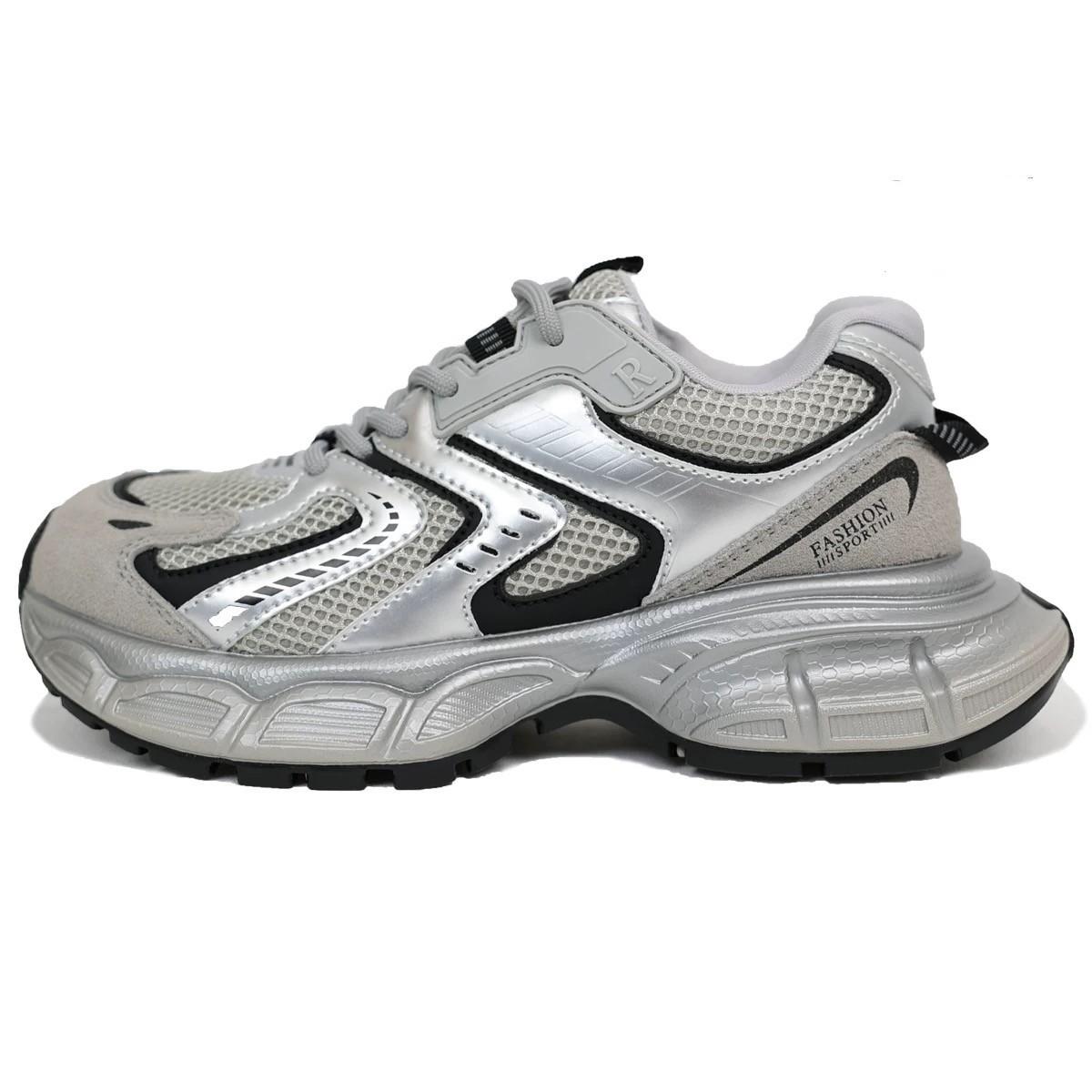 

Обувь женская 2025 осень новая серебряная платформа увеличивающая папины туфли женская ретро мода повседневная спортивная обувь прилив 40