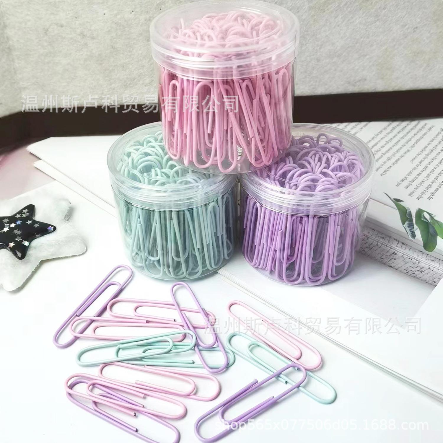 

Macaron 50mm U-Shaped Colored Paper Clips - Plastic Coated Office Organization Supplies 80 pcs PET Cylinder