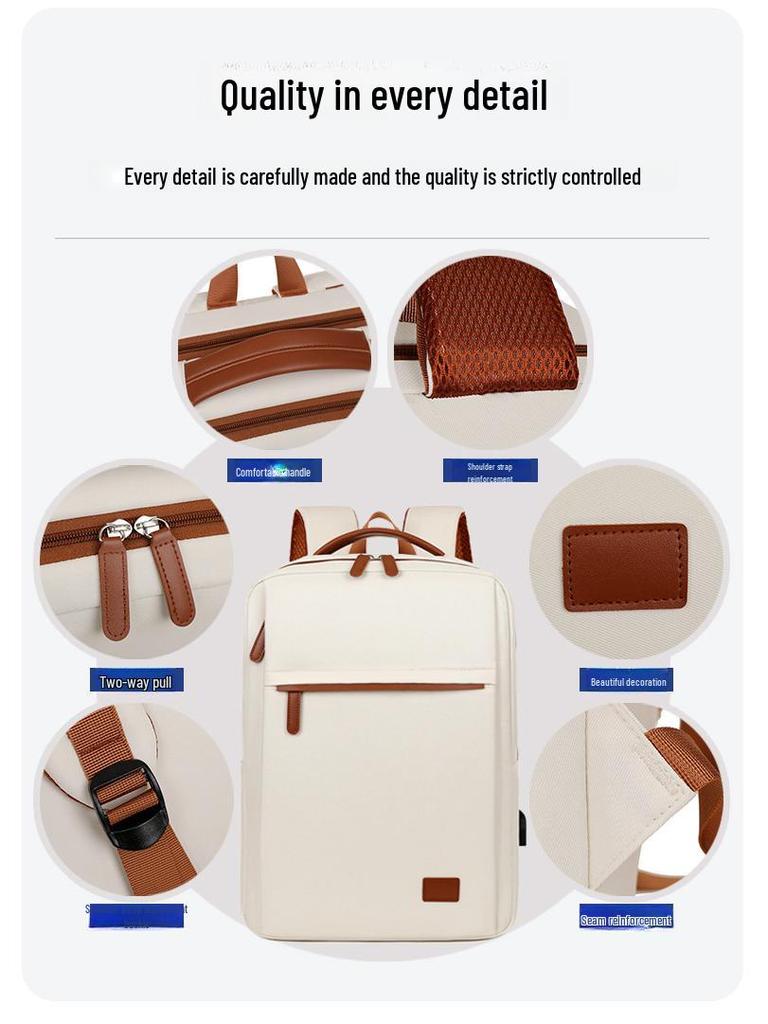 Women's Cross-Border Oxford Cloth Backpack, 15-Inch High-Capacity, Multi-Compartment Business Travel Laptop Bag