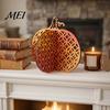 Boho Style Seasonal Decorations Thanksgiving Wooden Pumpkin Decor, Vintage Striped Hollow Carved Ornament Waterproof Decor for Home Party, Rustic Fall